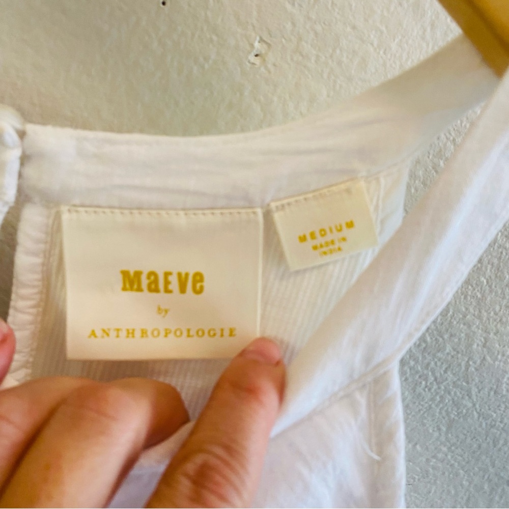 Maeve by Anthropologie Ruffled Rib Halter Tank Top White - Picture 7 of 8